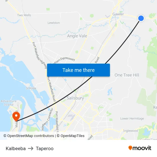 Kalbeeba to Taperoo map