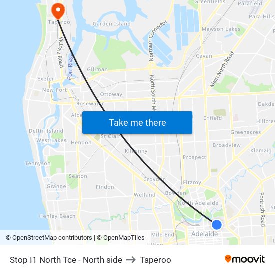 Stop I1 North Tce - North side to Taperoo map