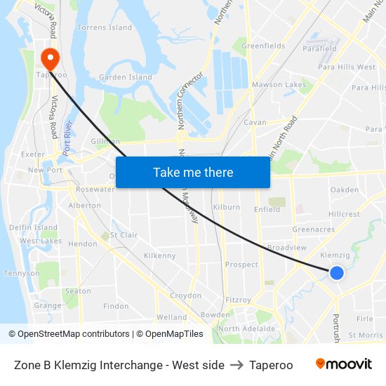 Zone B Klemzig Interchange - West side to Taperoo map