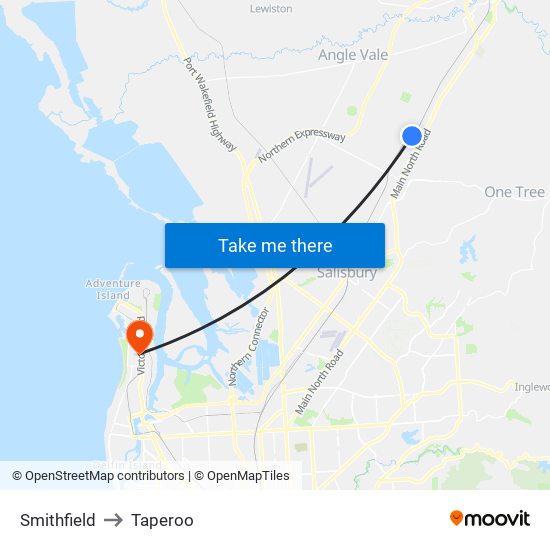Smithfield to Taperoo map