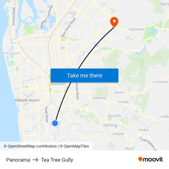 Panorama to Tea Tree Gully map