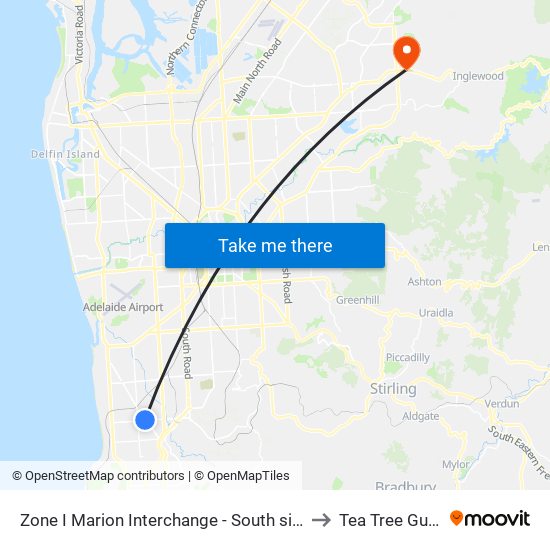 Zone I Marion Interchange - South side to Tea Tree Gully map