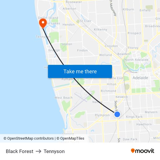 Black Forest to Tennyson map