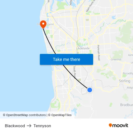 Blackwood to Tennyson map