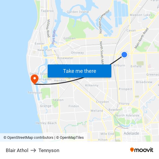 Blair Athol to Tennyson map