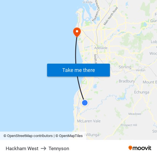 Hackham West to Tennyson map