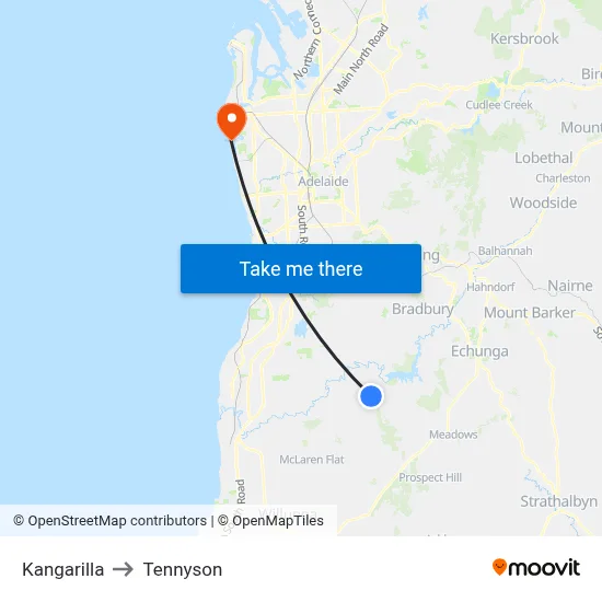 Kangarilla to Tennyson map