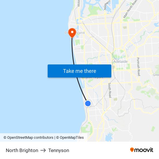 North Brighton to Tennyson map