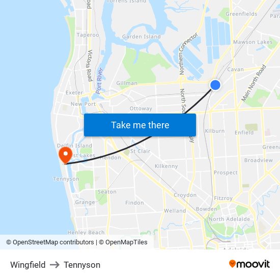 Wingfield to Tennyson map