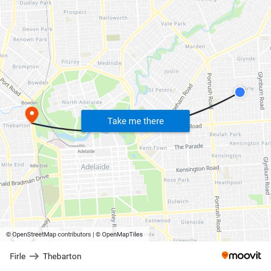 Firle to Thebarton map