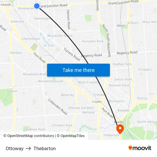 Ottoway to Thebarton map