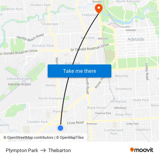 Plympton Park to Thebarton map