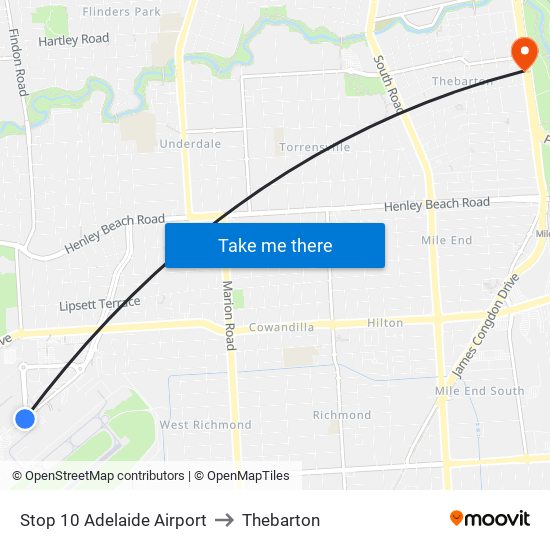 Stop 10 Adelaide Airport to Thebarton map