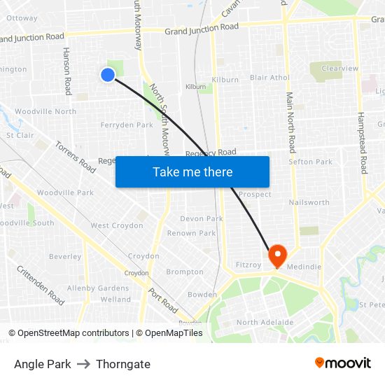 Angle Park to Thorngate map