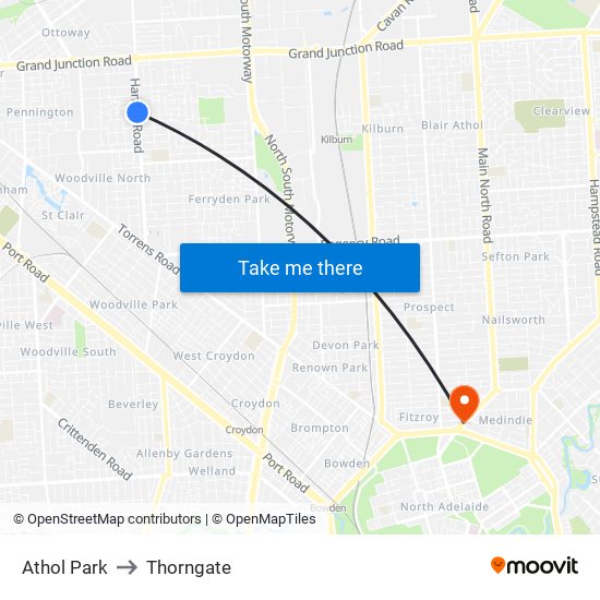 Athol Park to Thorngate map