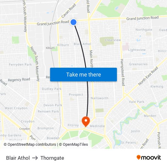 Blair Athol to Thorngate map