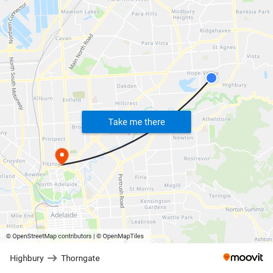 Highbury to Thorngate map