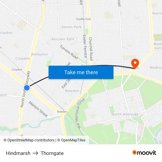 Hindmarsh to Thorngate map