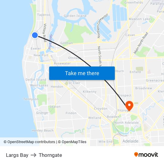 Largs Bay to Thorngate map