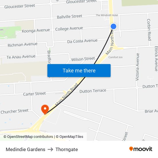 Medindie Gardens to Thorngate map