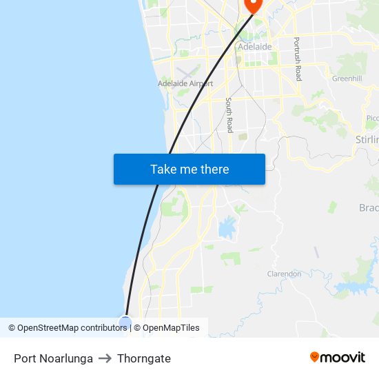 Port Noarlunga to Thorngate map