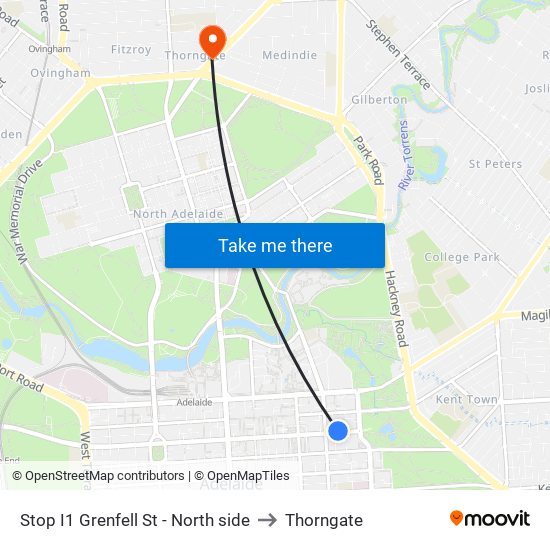 Stop I1 Grenfell St - North side to Thorngate map