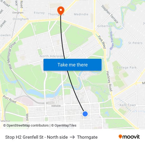 Stop H2 Grenfell St - North side to Thorngate map