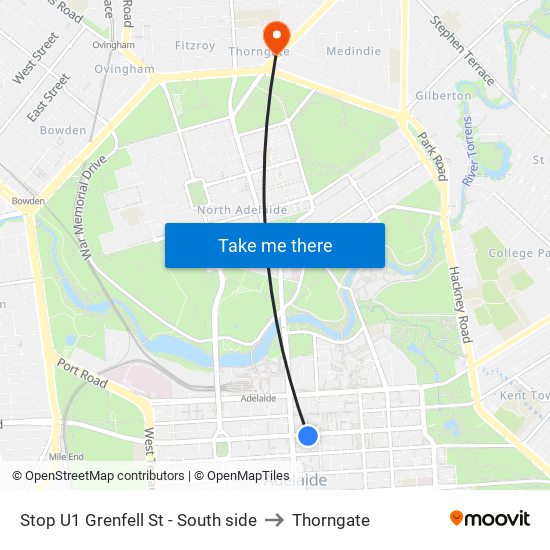 Stop U1 Grenfell St - South side to Thorngate map