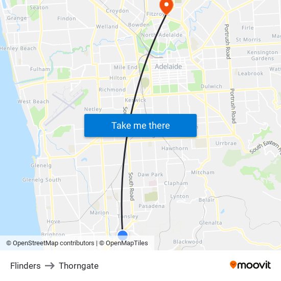 Flinders to Thorngate map