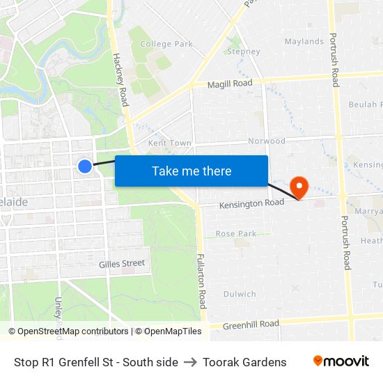 Stop R1 Grenfell St - South side to Toorak Gardens map