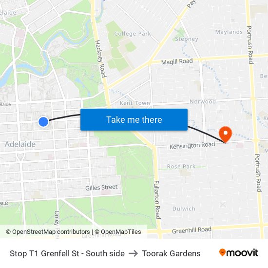 Stop T1 Grenfell St - South side to Toorak Gardens map