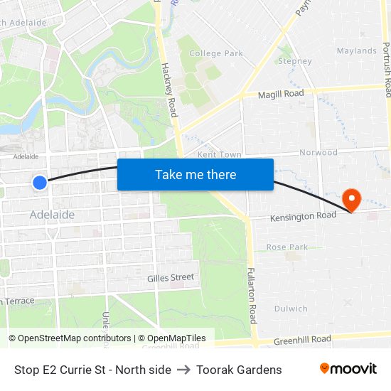 Stop E2 Currie St - North side to Toorak Gardens map