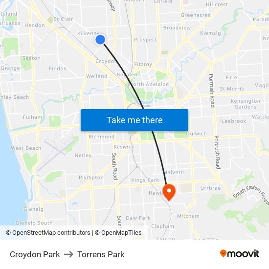 Croydon Park to Torrens Park map