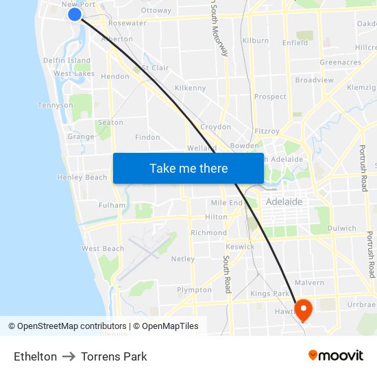 Ethelton to Torrens Park map