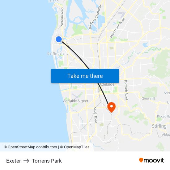 Exeter to Torrens Park map