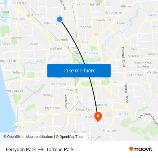 Ferryden Park to Torrens Park map