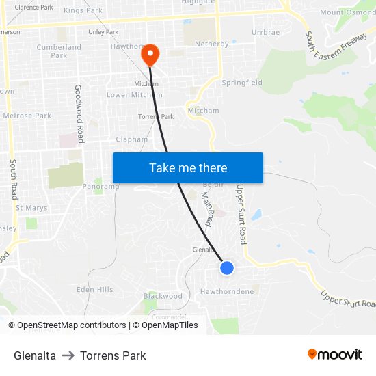 Glenalta to Torrens Park map