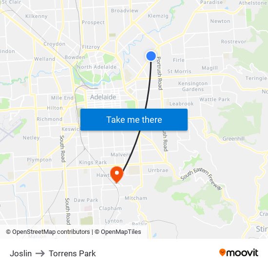 Joslin to Torrens Park map