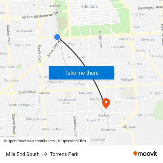 Mile End South to Torrens Park map