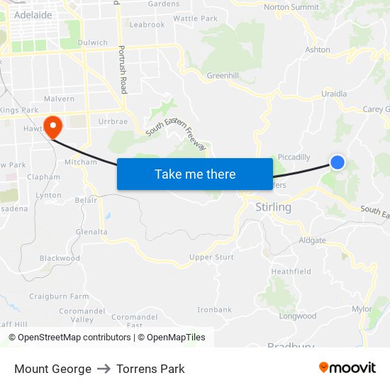 Mount George to Torrens Park map