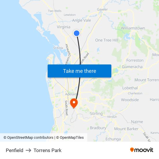 Penfield to Torrens Park map