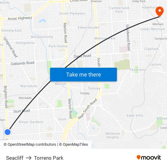 Seacliff to Torrens Park map