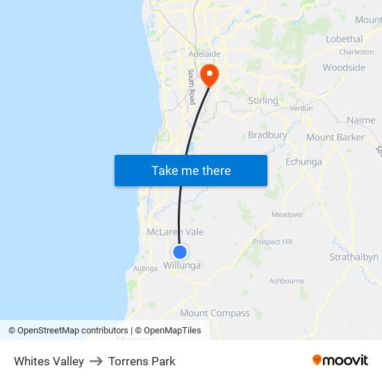 Whites Valley to Torrens Park map