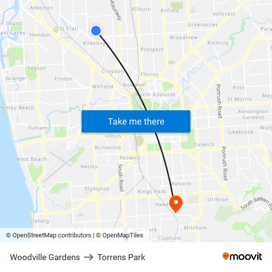 Woodville Gardens to Torrens Park map