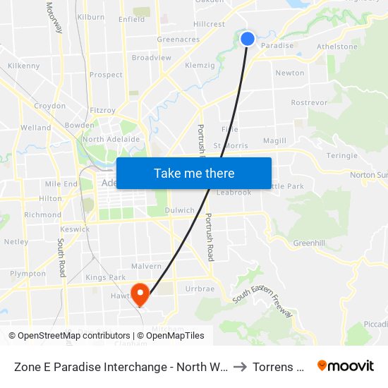 Zone E Paradise Interchange - North West side to Torrens Park map