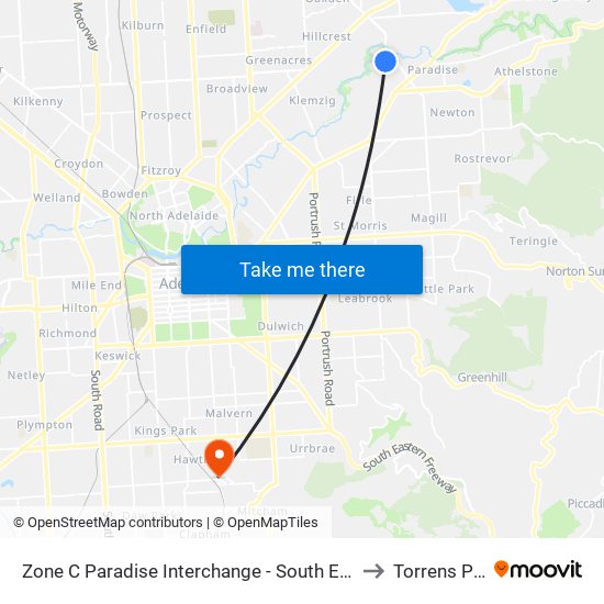 Zone C Paradise Interchange - South East side to Torrens Park map