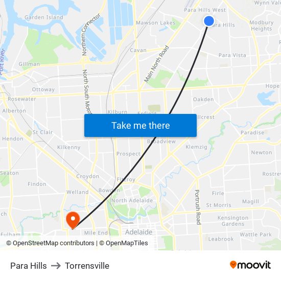 Para Hills to Torrensville map