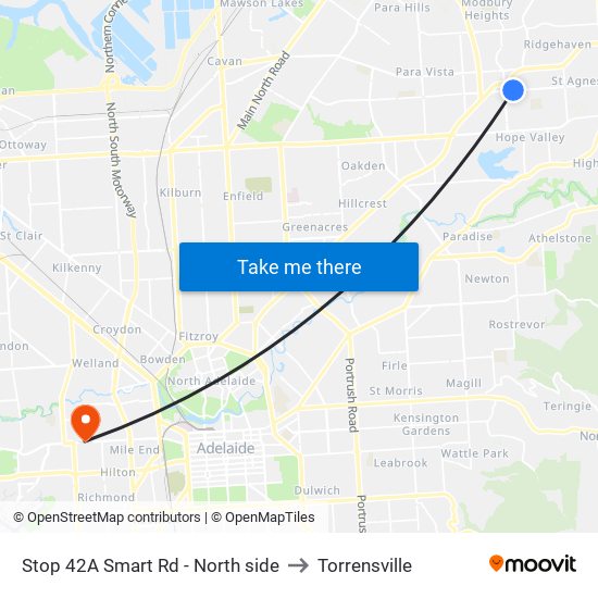 Stop 42A Smart Rd - North side to Torrensville map