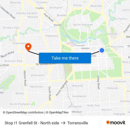 Stop I1 Grenfell St - North side to Torrensville map