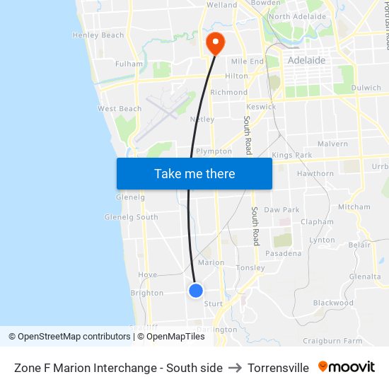 Zone F Marion Interchange - South side to Torrensville map